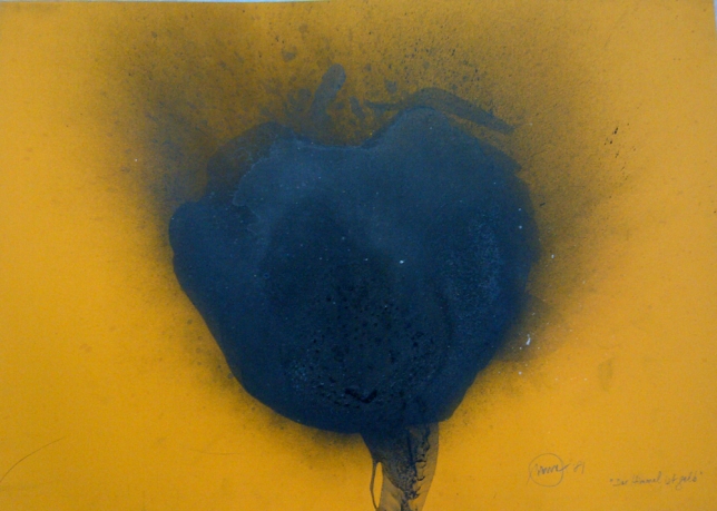 Otto Piene, Der Himmel ist Gelb, 1981, Fire gouache on board, 68 x 96 cm | 26.77 x 37.8 in, # PIEN0003 